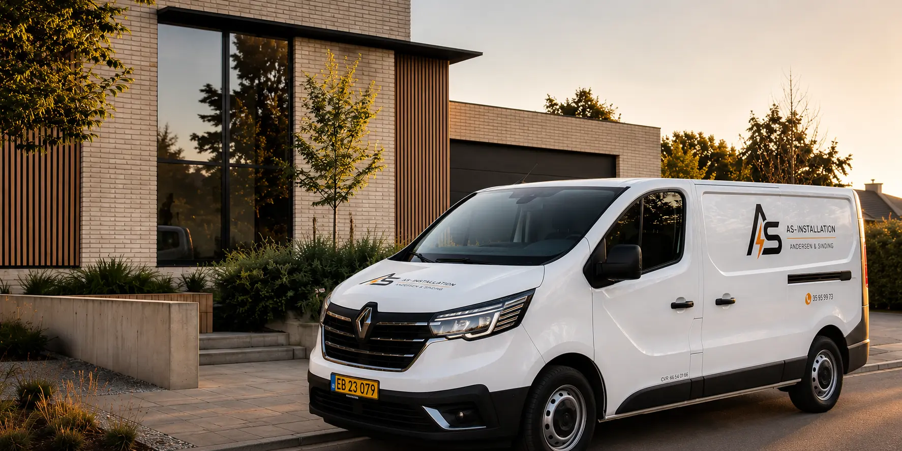 AS-Installation elektriker i Aarhus med servicevogn foran moderne bolig